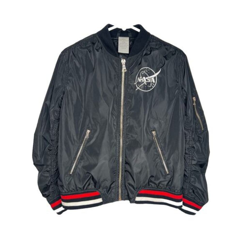 NASA Logo Black Blue Red Bomber Jacket Women’s Size Medium